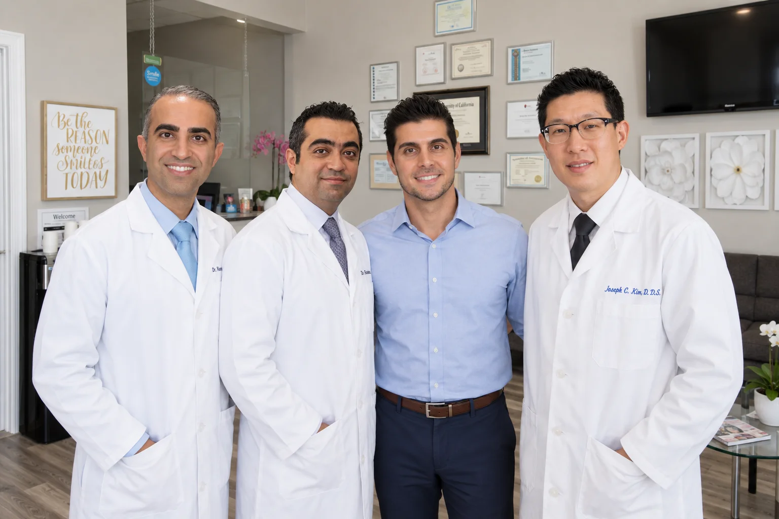 Los dentistas de Silverlake Dental Group en la recepción del consultorio